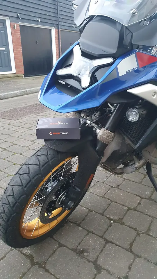 A BMW R1300GS fitted with a BikeTrac tracker.